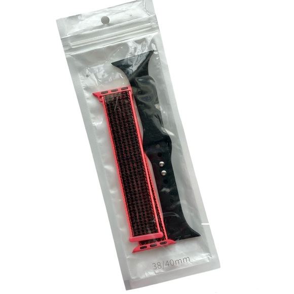 NEW Apple Watch Bands Nylon Sport Loop Thin Silicone 38 40 41mm S/M Black Coral - Picture 8 of 8